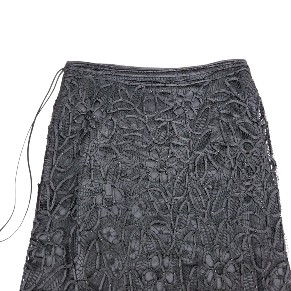 Vintage Silken Poetry 100% Silk Hand Crocheted Beaded Lace Maxi Skirt & Top Set - Picture 10 of 16